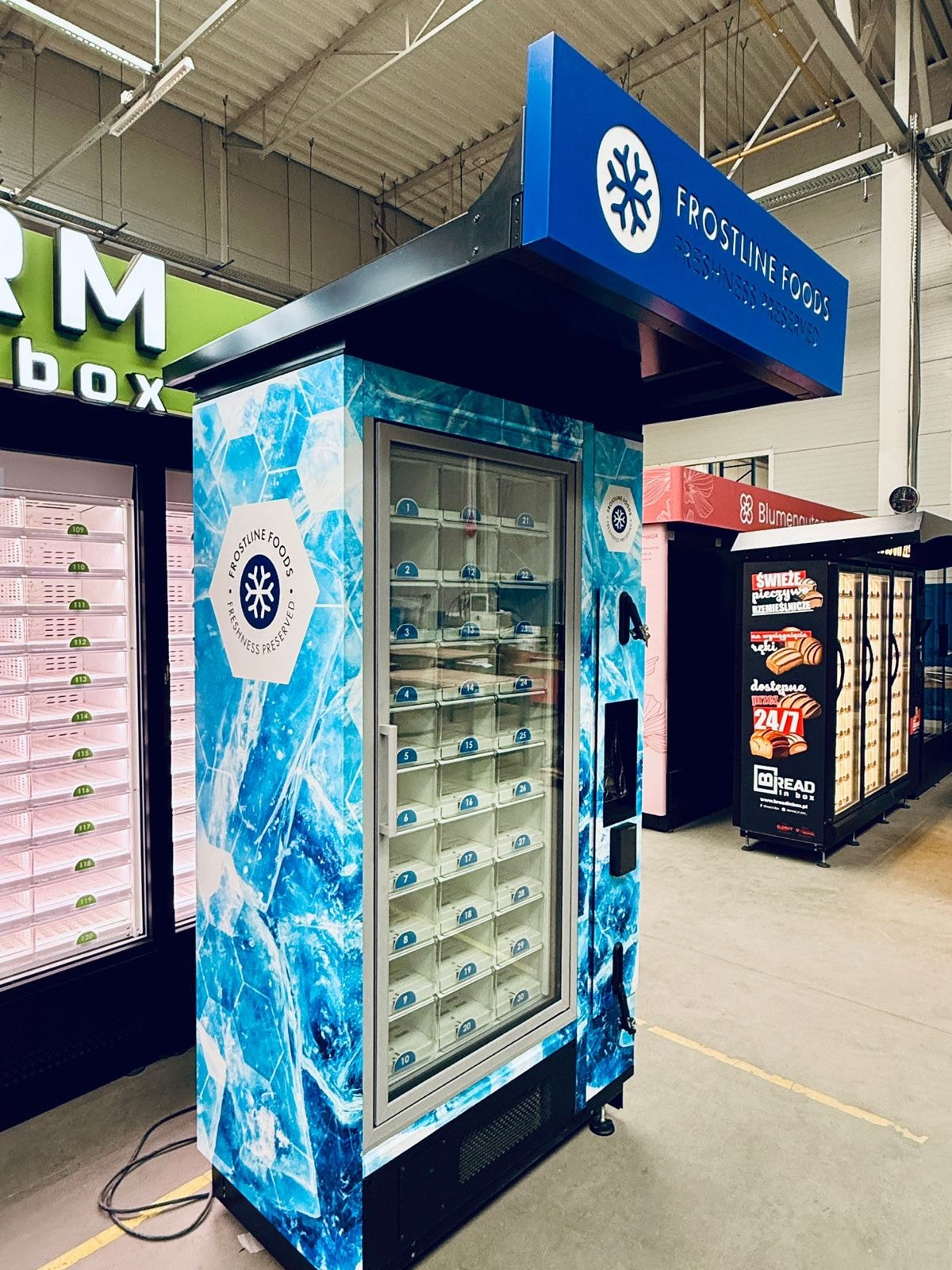 Frostline Foods -pakasteautomaatti sivulta